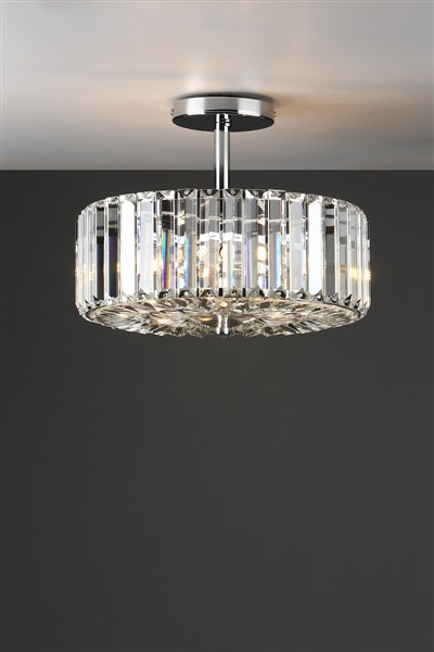 (image for) Laura Ashley Fernhurst 3lt Semi Flush Polished Chrome Glass